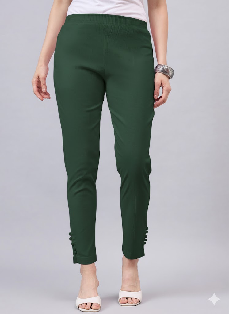 Bottle Green Regular Fit Potli Pants