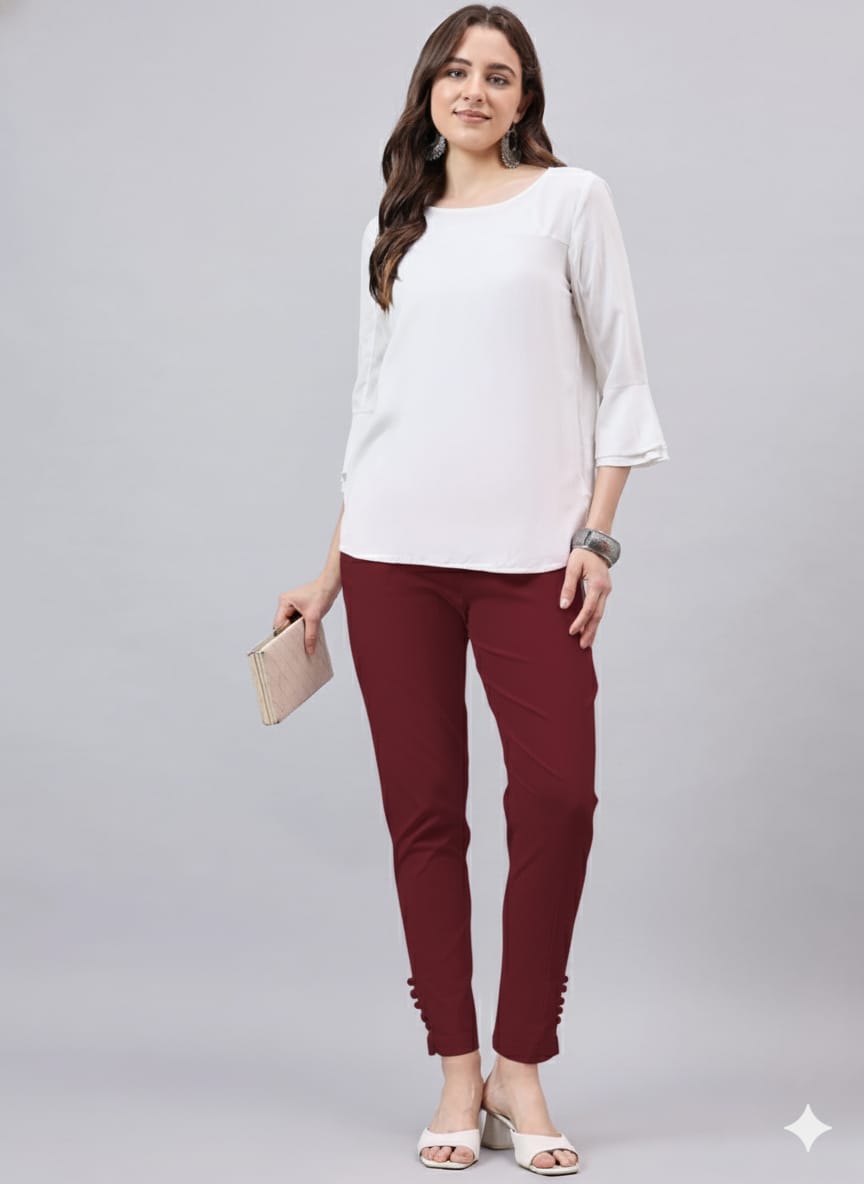 Maroon Regular Fit Potli Pants