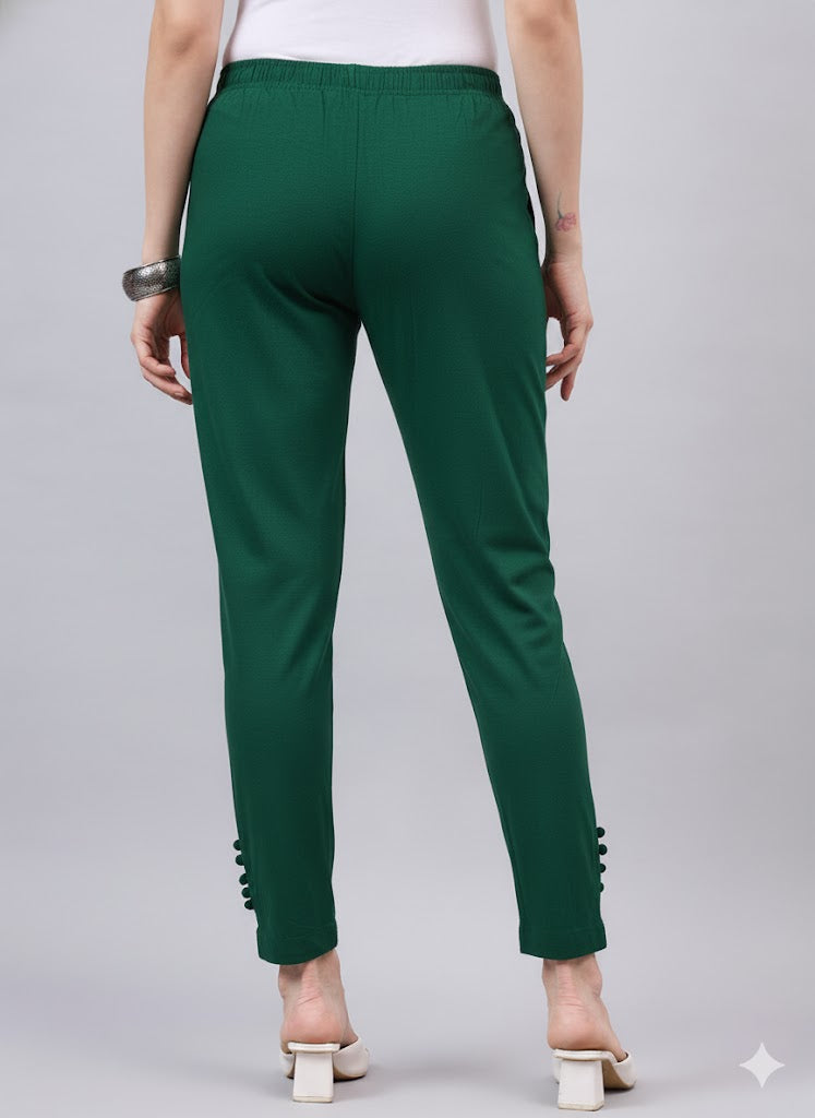 Bottle Green Regular Fit Potli Pants