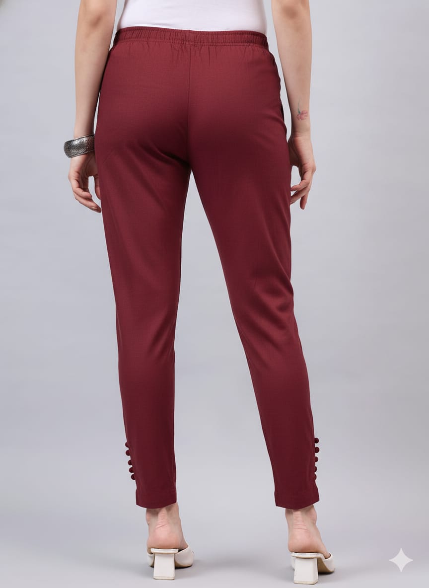 Maroon Regular Fit Potli Pants