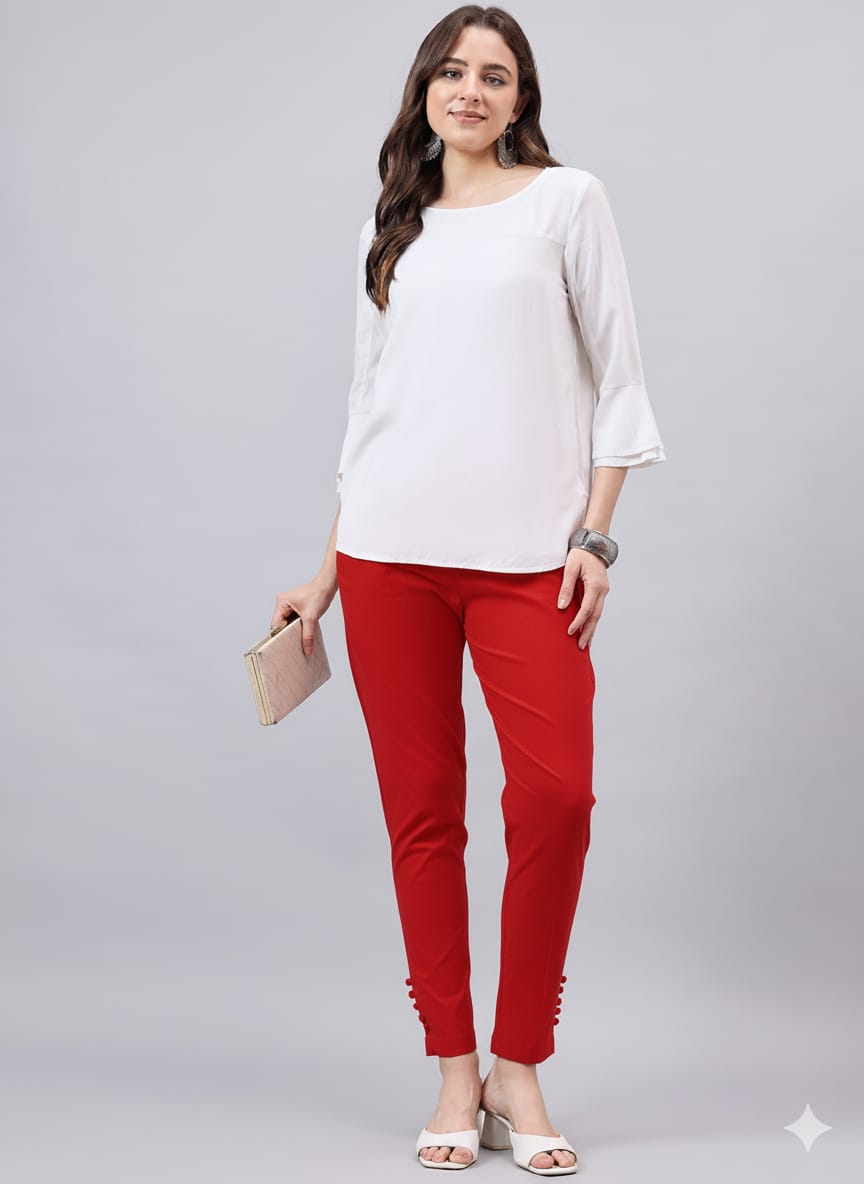 Red Regular Fit Potli Pants