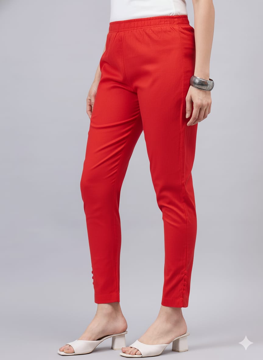 Red Regular Fit Potli Pants