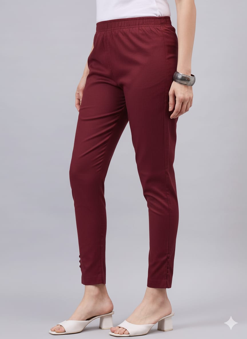 Maroon Regular Fit Potli Pants L