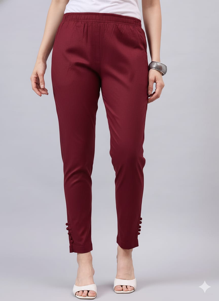 Maroon Regular Fit Potli Pants