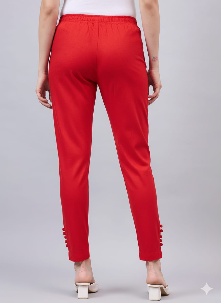 Red Regular Fit Potli Pants