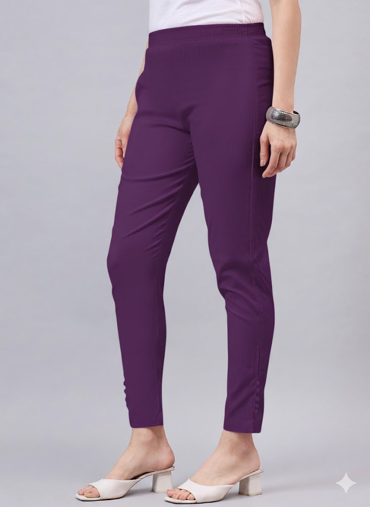 Purple Regular Fit Potli Pants L
