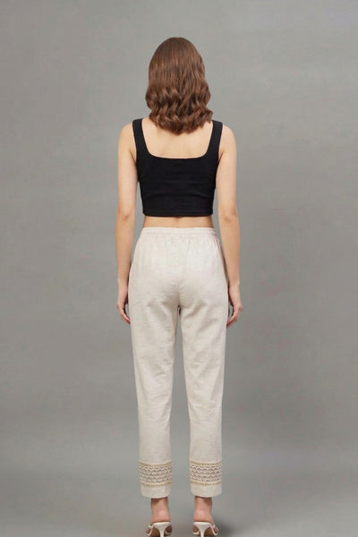 Ivory Chevron Cotton Flex Lace Pants