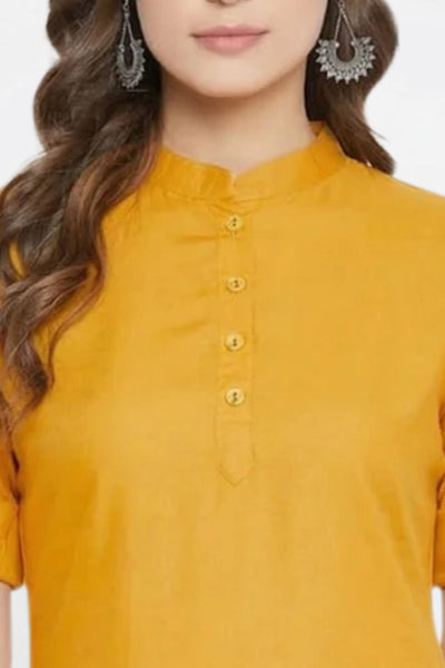 Yellow Solid Coloured Short Kurti - 32" Length
