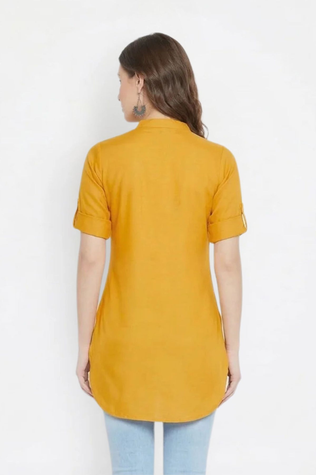 Yellow Solid Coloured Short Kurti - 32" Length