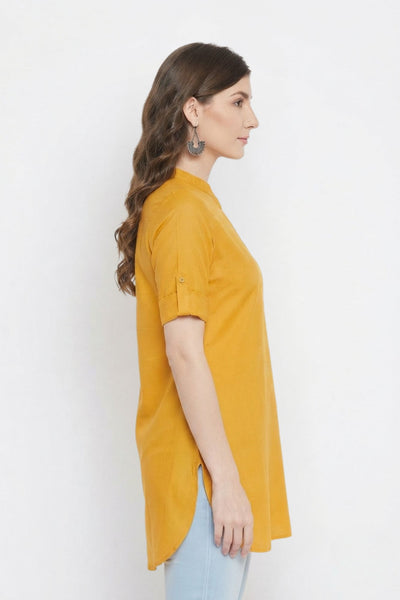 Yellow Solid Coloured Short Kurti - 32" Length