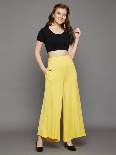 Navy Blue Plain Viscose Palazzo