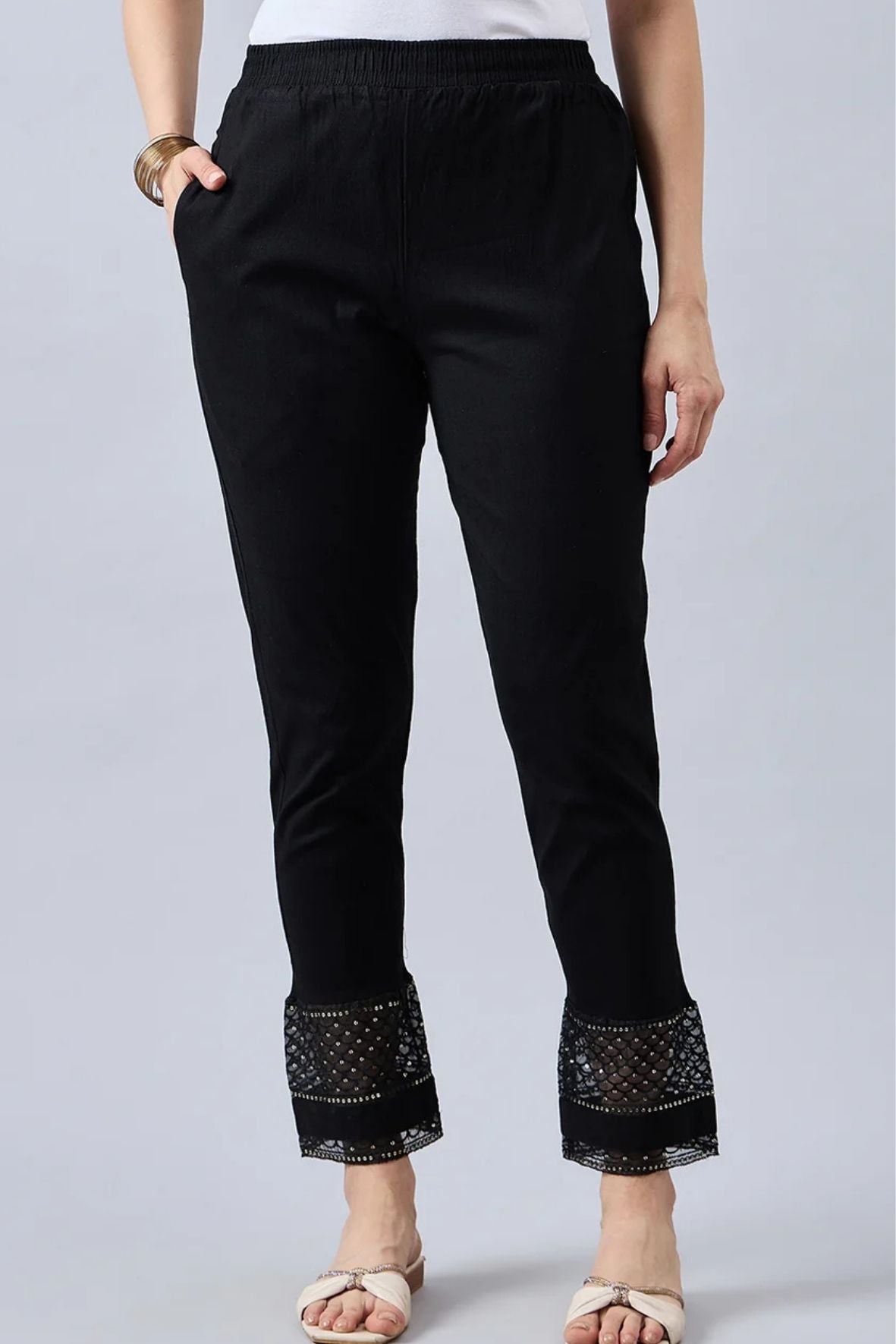 Black Sequin Lace Pants