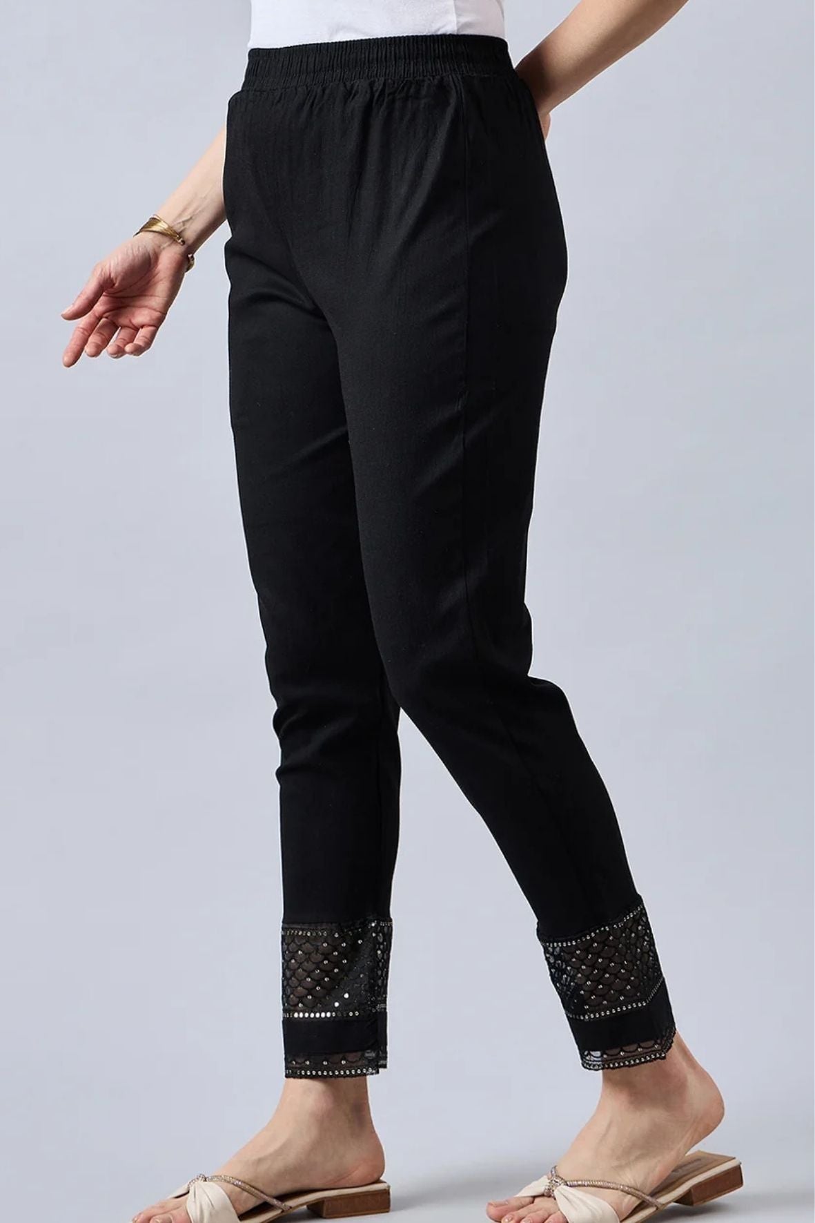 Black Sequin Lace Pants
