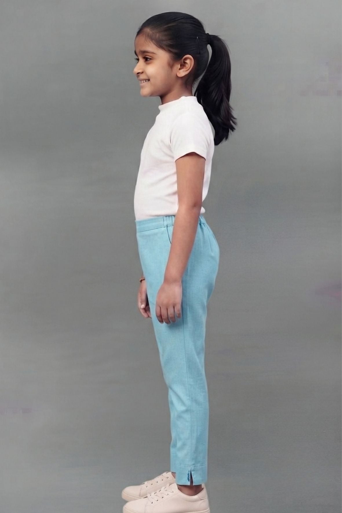Girls Skyblue Colour Straight Pant