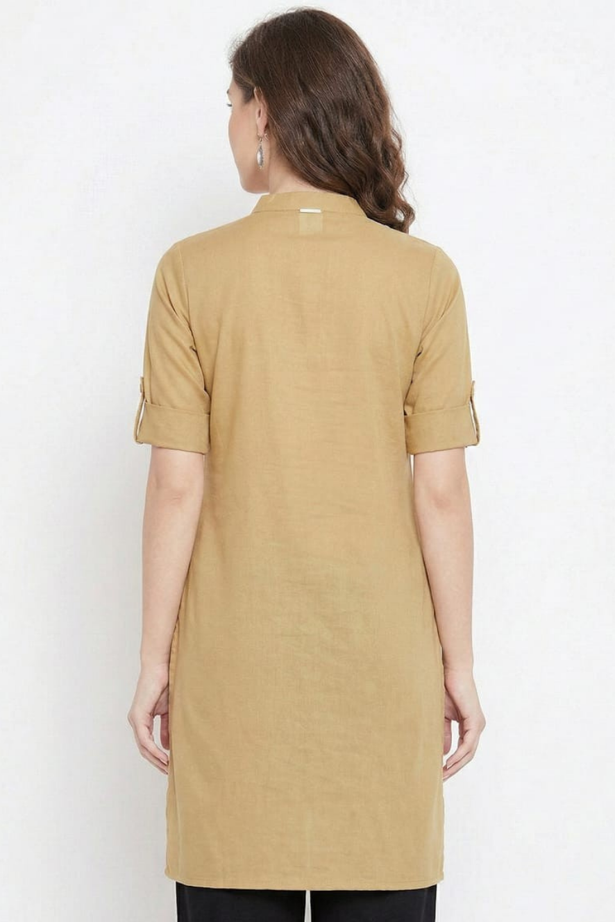 Beige Solid Color Kurti