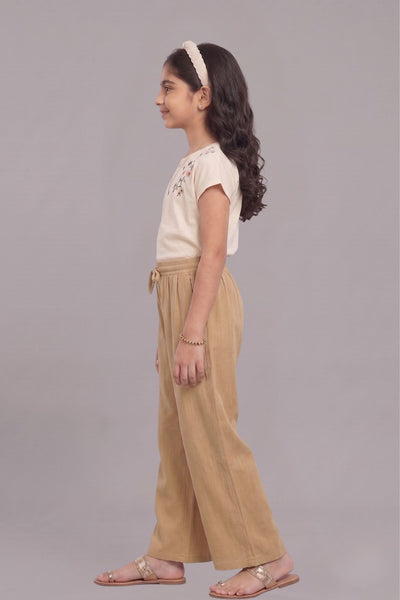 Kids Beige Rayon Palazzo