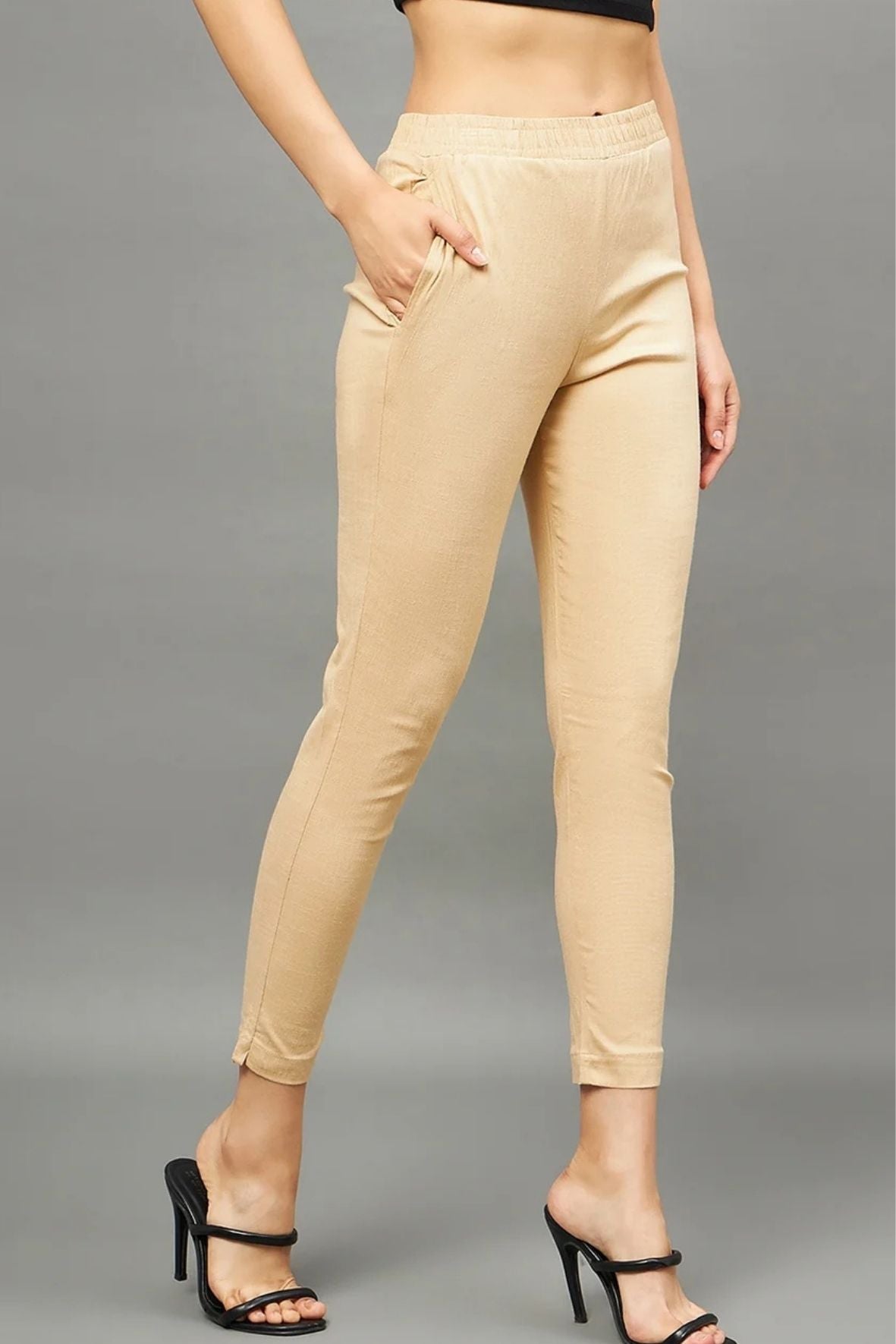 Beige Colour Straight Pant
