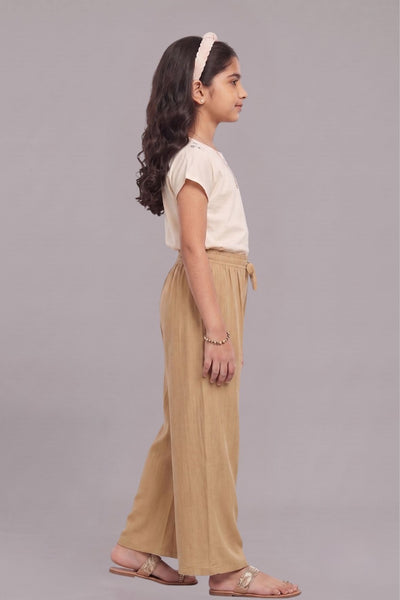 Kids Beige Rayon Palazzo