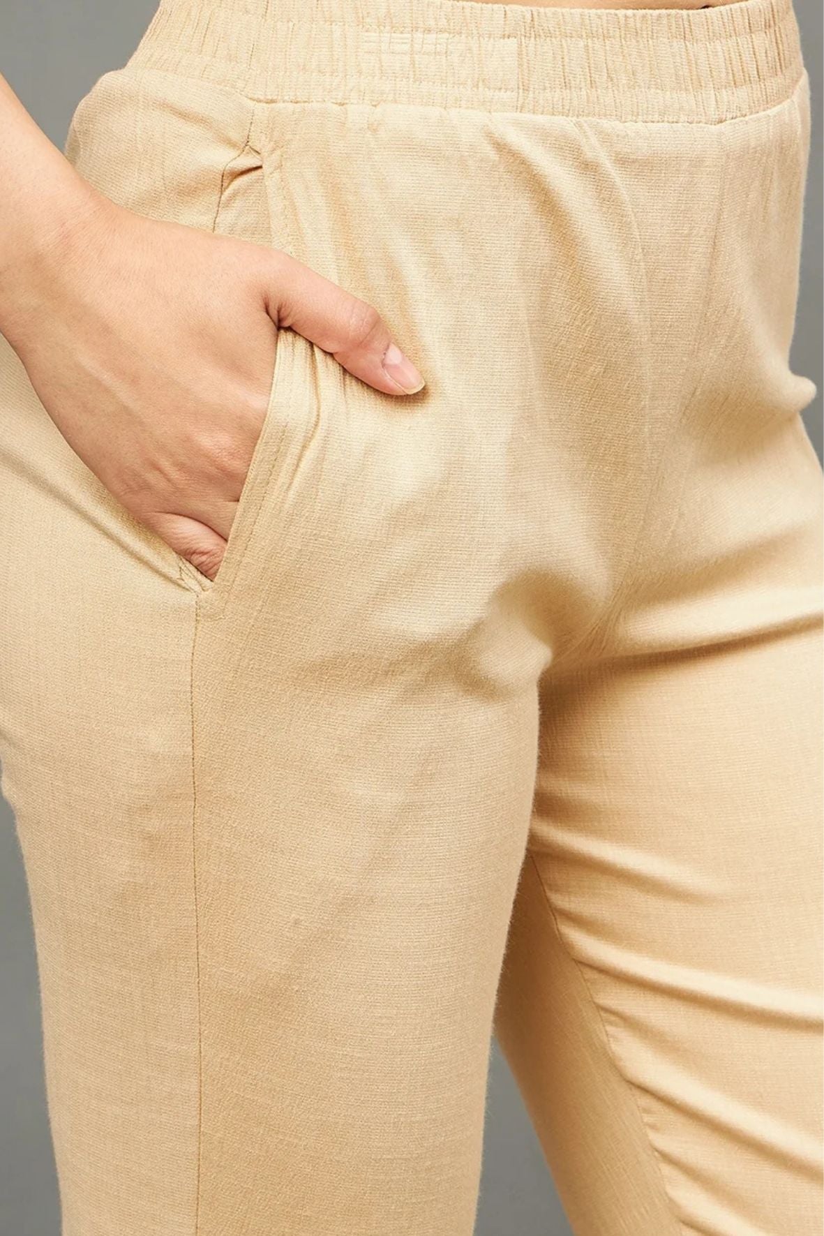 Beige Colour Straight Pant
