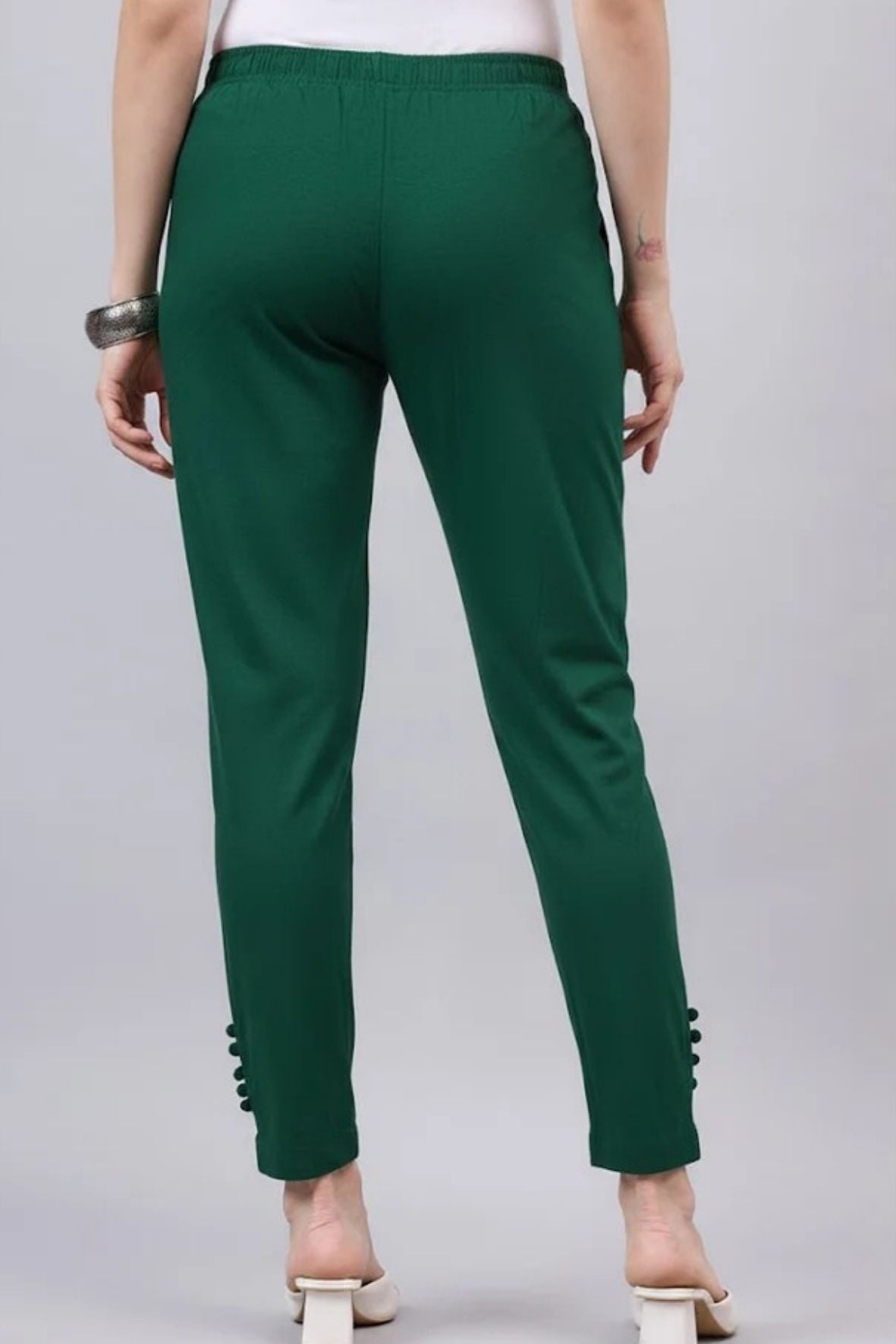 Bottle Green Regular Fit Potli Pants