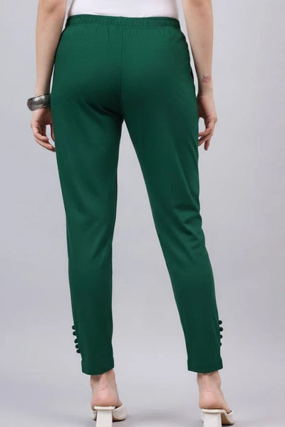 Bottle Green Regular Fit Potli Pants