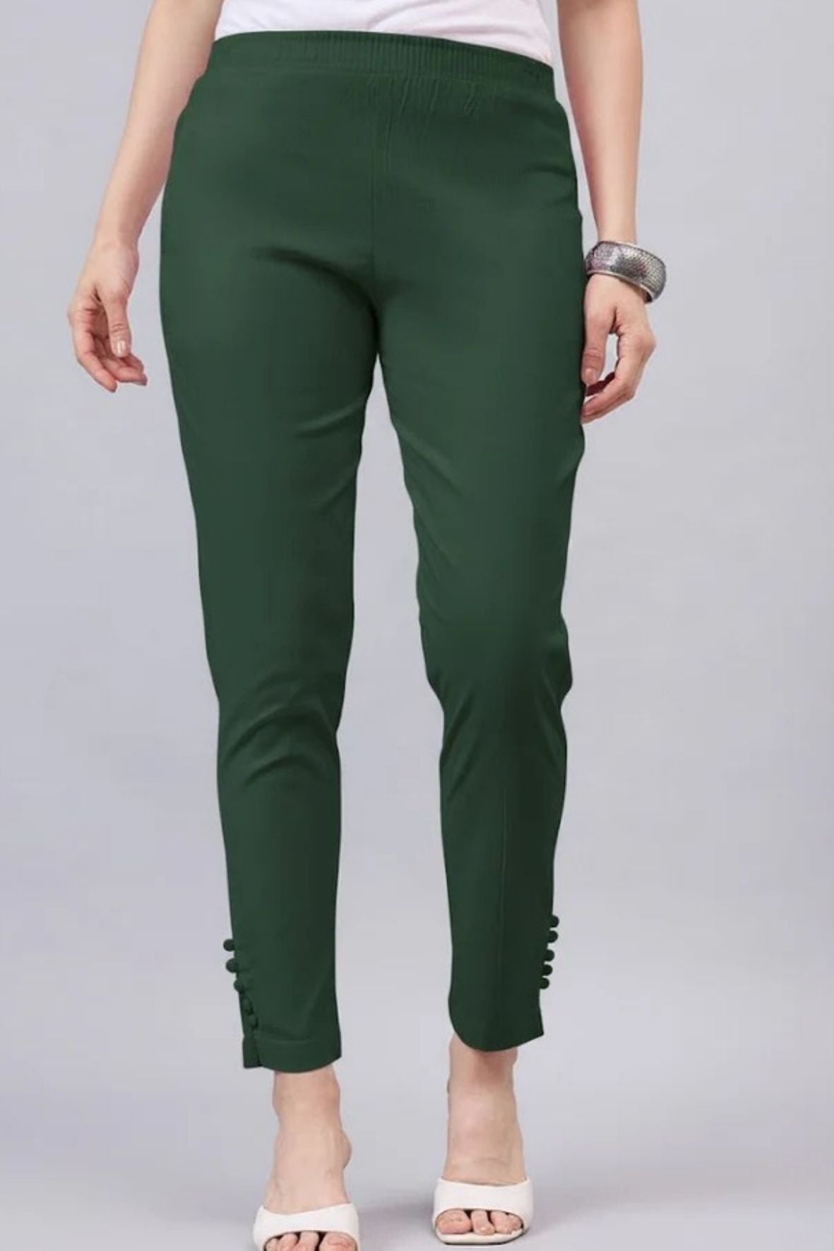 Bottle Green Regular Fit Potli Pants