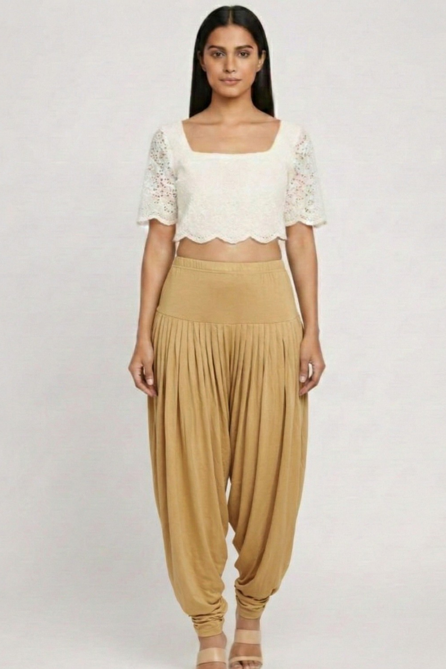 Beige Viscose Plain Dhoti