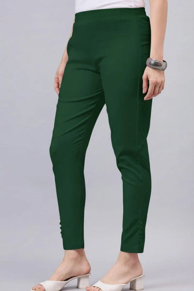 Bottle Green Regular Fit Potli Pants