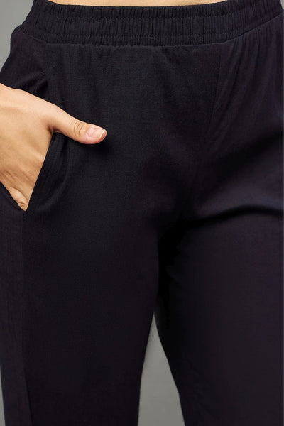 Black Colour Straight Pant