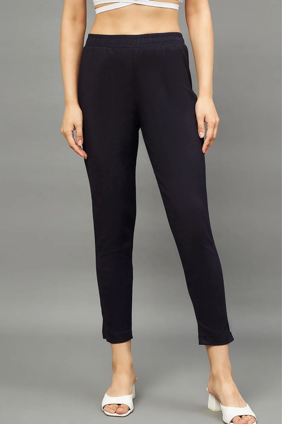 Black Colour Straight Pant