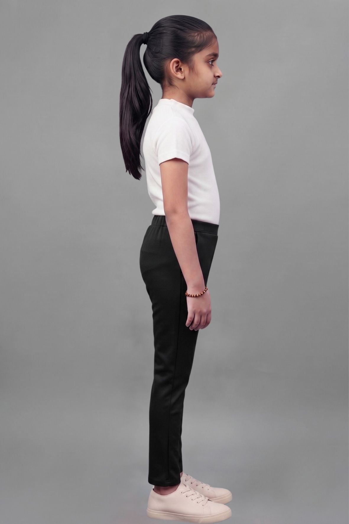 Girls Black Colour Straight Pant