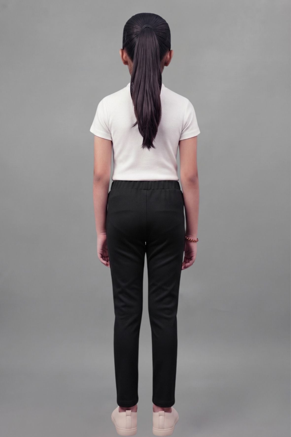 Girls Black Colour Straight Pant