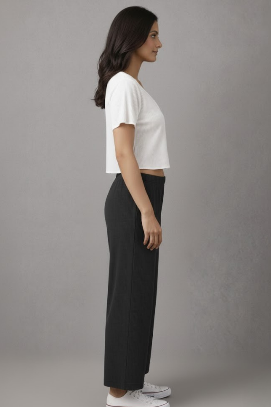 Black Zara Rib Palazzo