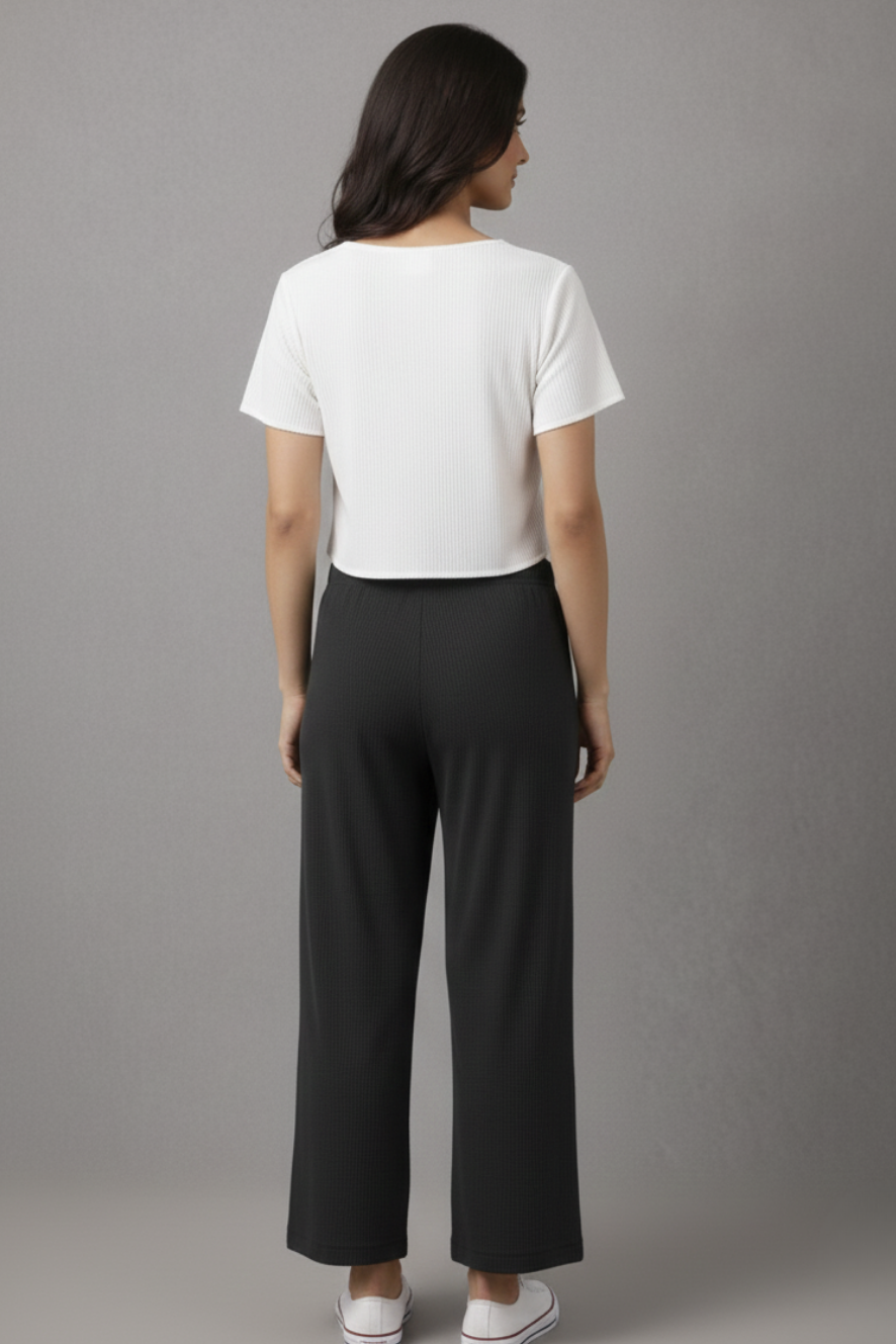 Black Zara Rib Palazzo