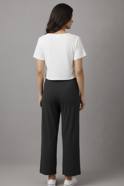 Black Zara Rib Palazzo