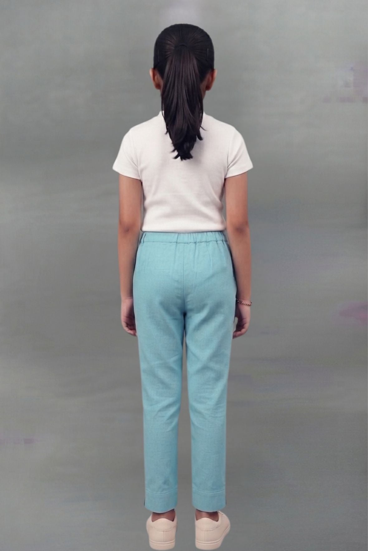 Girls Skyblue Colour Straight Pant