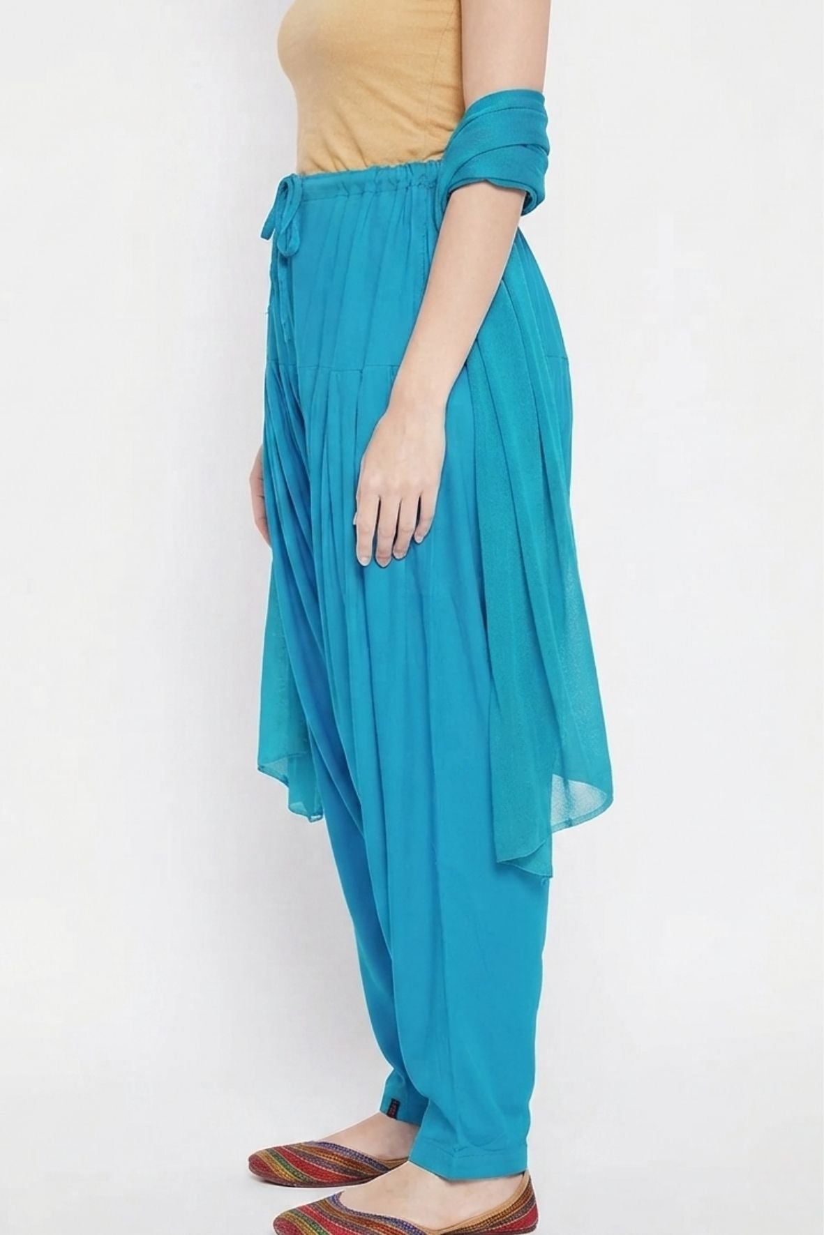 Sky Blue Rayon Plain Patiala(No Duppatta)