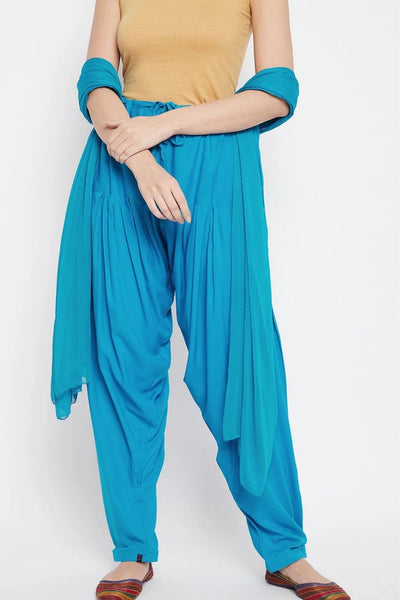 Sky Blue Rayon Plain Patiala(No Duppatta)