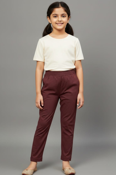 Girls Mustard Colour Straight Pant