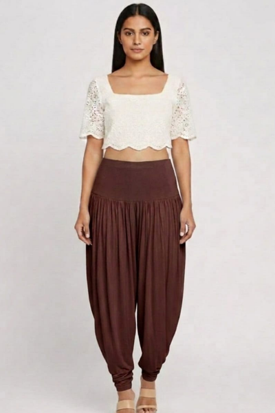 Brown Viscose Plain Dhoti