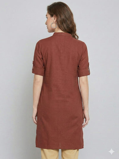 Brown Solid Color Kurti