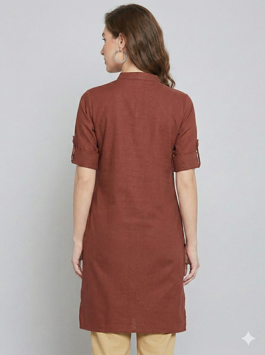 Brown Solid Color Kurti