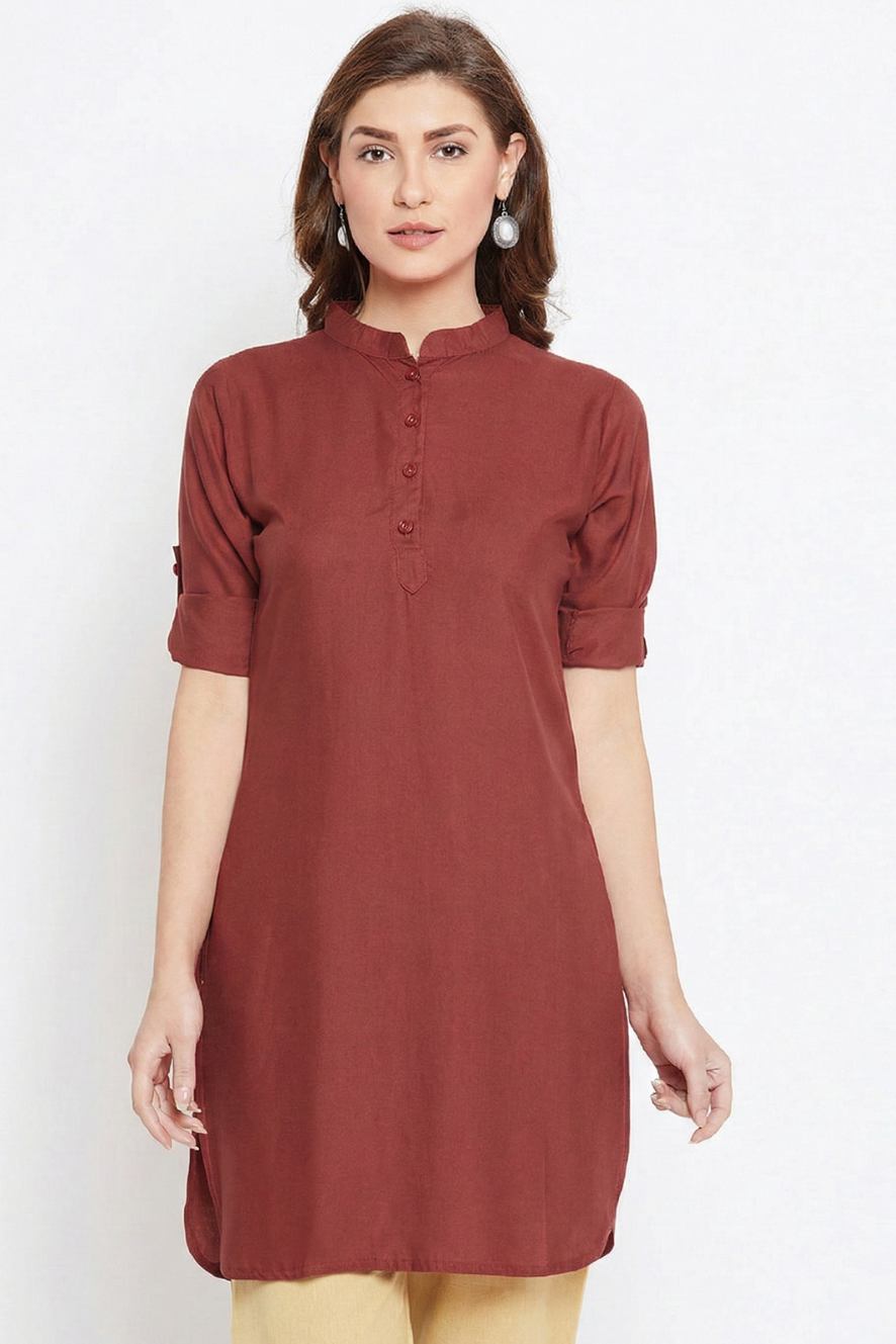 Brown Solid Color Kurti