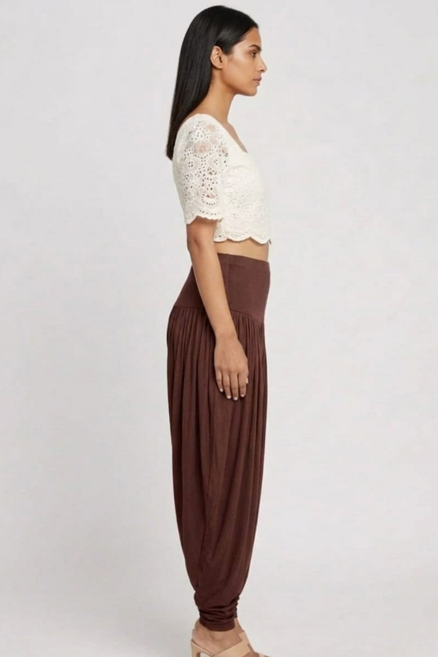 Brown Viscose Plain Dhoti