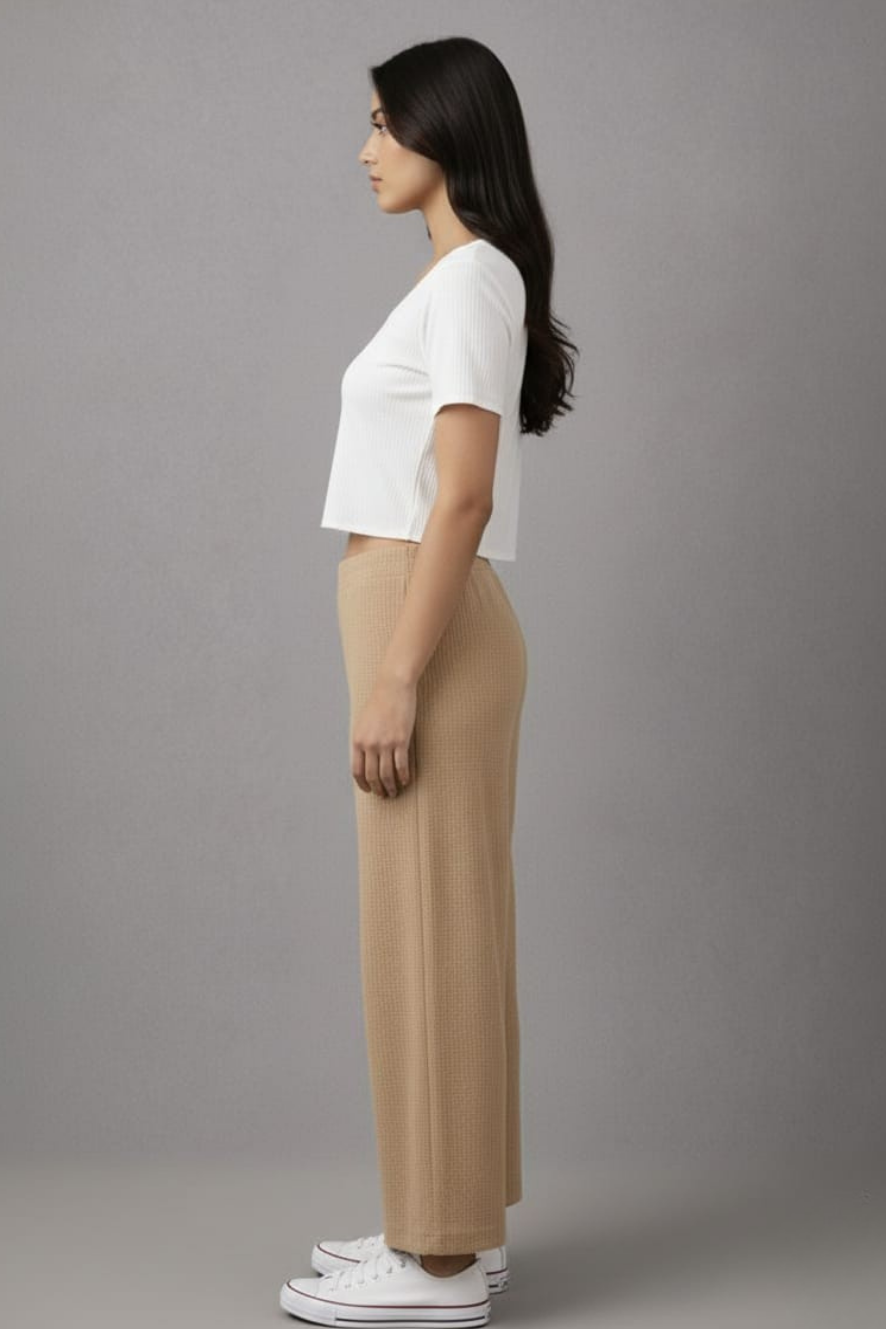 Brown Zara Rib Palazzo