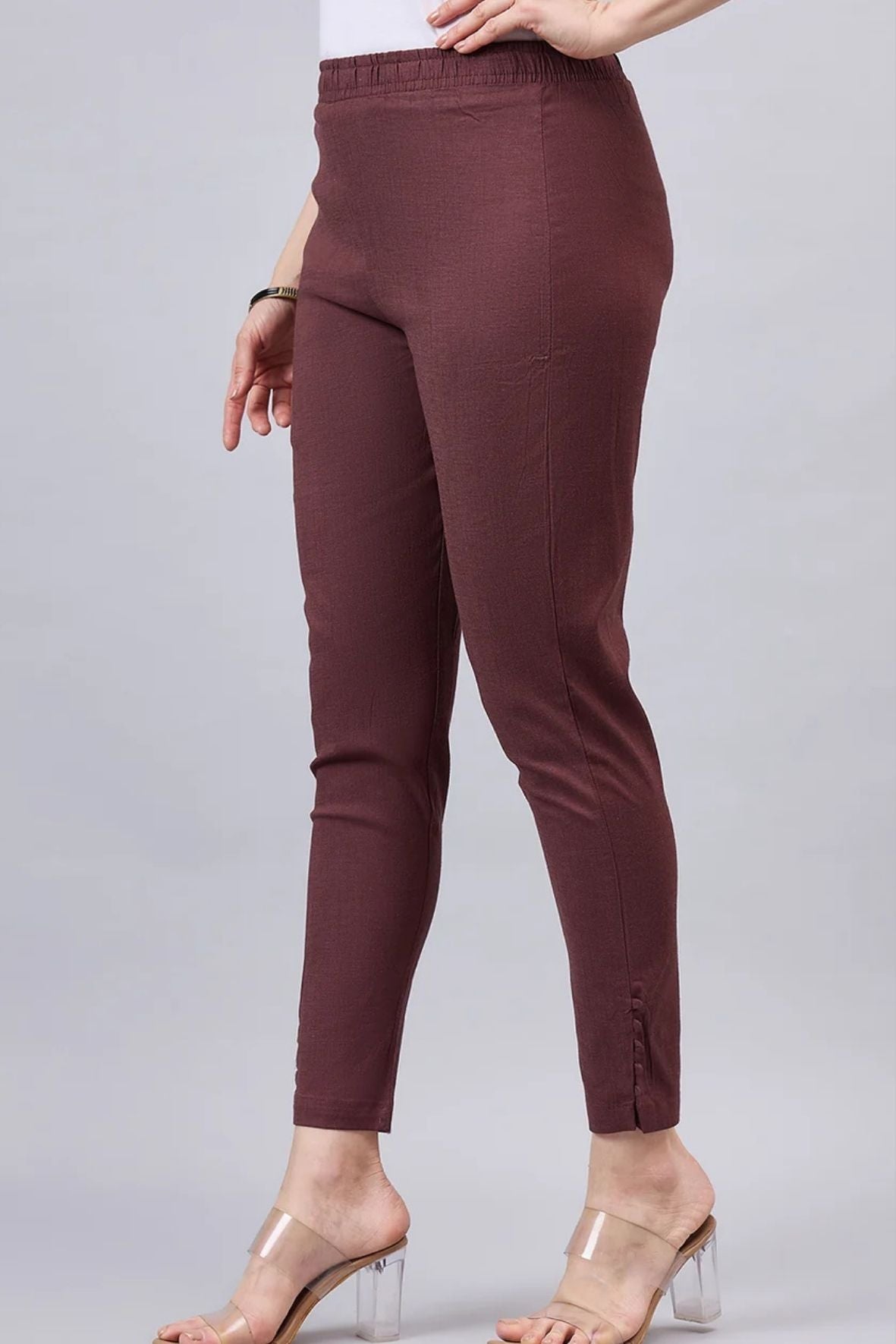 Brown Regular Fit Potli Pants