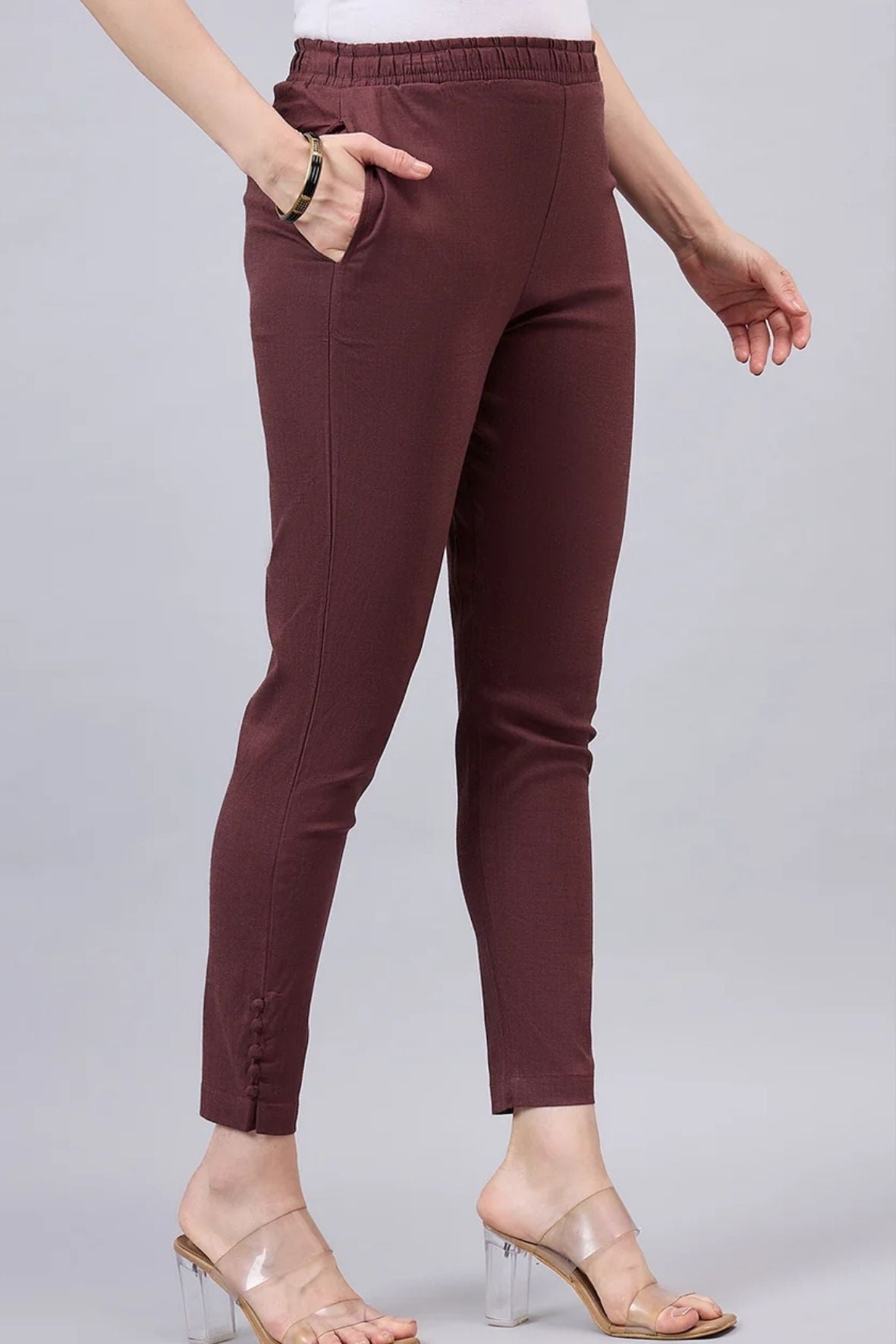 Brown Regular Fit Potli Pants
