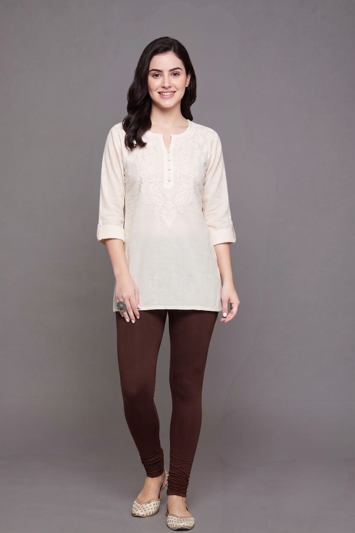 Brown Viscose Ankle Legging