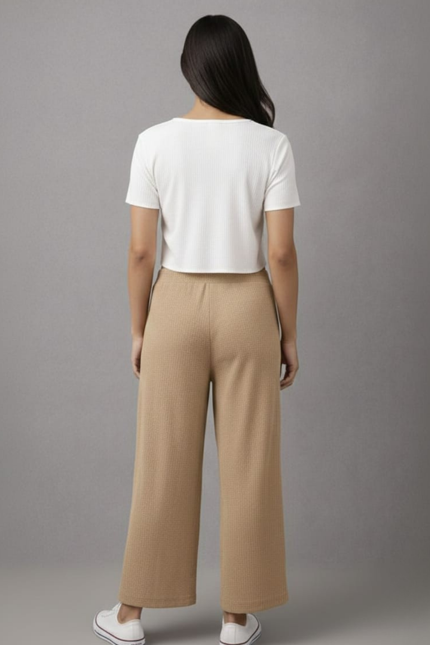 Brown Zara Rib Palazzo