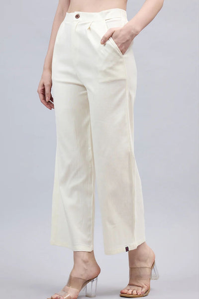 Cream Bell Bottom Pants